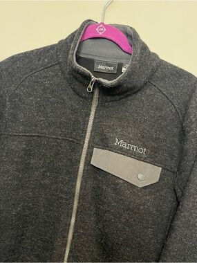 Marmot Dark Gray Charcoal Full-Zip Wool Blend Fleece Lined Jacket